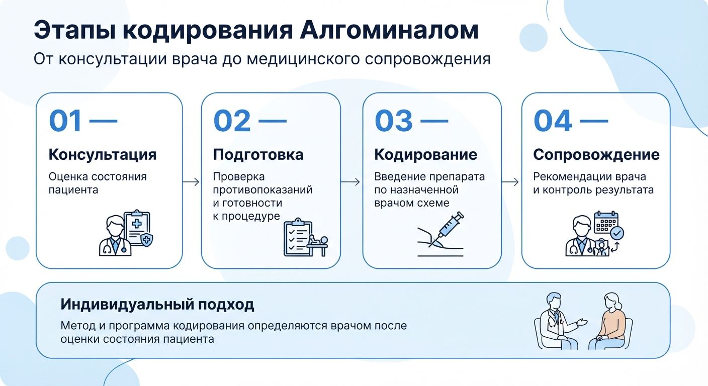 Кодирование препаратом «Алгоминал» в Можайске инфографика